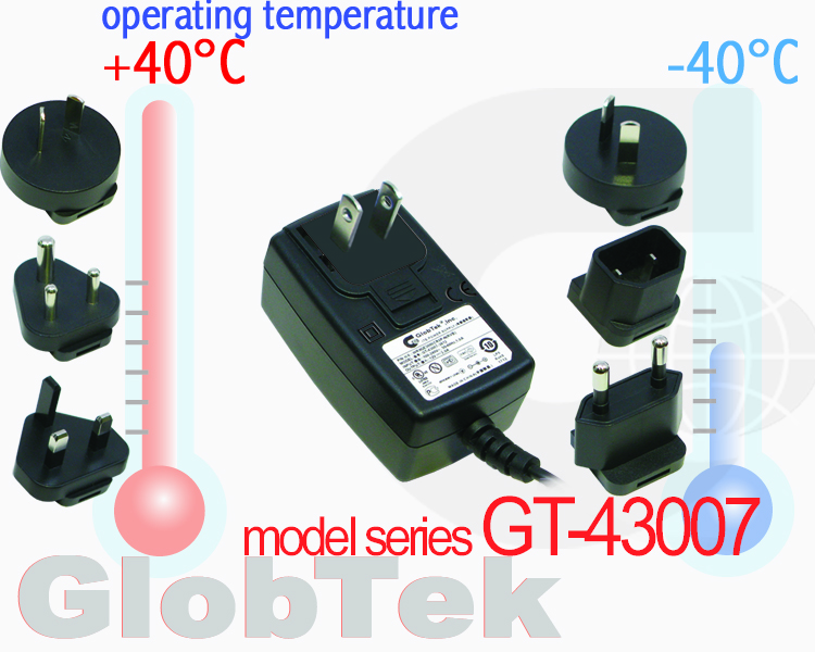 Bloc secteur enfichable à plage de température élargie de -40...+40°C, modèle GT-43007